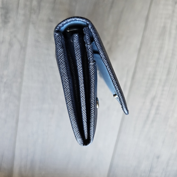 Authentic PRADA Saffiano Metal Long Wallet Purse Leather Navy - Picture 5 of 15